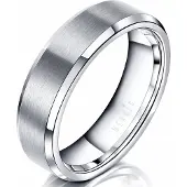 Mendes Wolfraam heren ring Mat Zilver 6mm-18mm