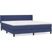vidaXL Boxspring met matras stof blauw 180x200 cm