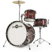 Gear4Music 3-delig Kinderdrumstel van Wine Red