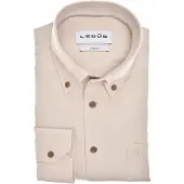 Ledub Overhemd beige Modern Fit katoen met borstzak button-down