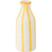 J-Line vaas Fles Gestreept Dolomiet - keramiek - wit/lichtgeel - 2 stuks