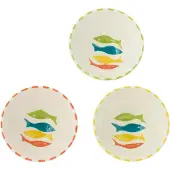 J-Line schaal Vis - keramiek - medium - set van 3