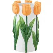 J-Line bloempot Tulp - keramiek - wit/oranje - medium