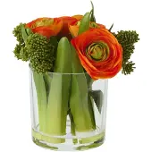 J-Line J‑Line 12482 – Ranunculus in vaas – wit/groen – small decoratiebloem