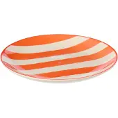 J-Line bord Dessert Gestreept - keramiek - oranje/wit - 6 stuks