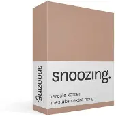 Snoozing percale katoen hoeslaken extra hoog - 90x200 cm - Eenpersoons - Mokka