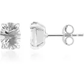 Cavill - Zilveren Oorbellen - 925 Sterling Zilver - 2x Witte Topaas 2 691 ct - Elegante Ovale Concaaf Slijpsel Oorstekers 8x6 mm