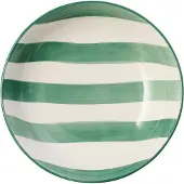 J-Line kom Gestreept - keramiek - groen/wit - 6 stuks