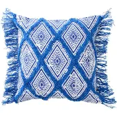 J-Line kussen Oosters Patroon - katoen - blauw/wit