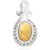 Cavill - Zilveren Hanger - 925 Sterling Zilver - 3,21 ct Rutielkwarts Ovaal - 0,157 ct Marcasiet - Elegante Braziliaanse Cabochon - Dames Sieraad