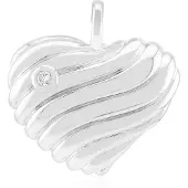 Cavill - Zilveren Hart Hanger - 925 Sterling Zilver Gerhodineerd - I1 G Diamant 0 047 ct - Ronde Briljant Slijpsel - Dames Sieraad Elegantie
