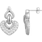 Cavill - Zilveren Oorbellen - 925 Sterling Zilver - 2 76 Ct Nigeriaanse Zirkonia Pavé - Elegante Hartvormige Oorstekers 23 mm