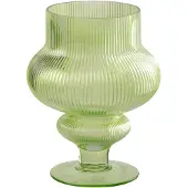 J-Line vaas Ada Geribbeld - glas - groen - small