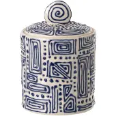 J-Line voorraadpot Patroon - keramiek - wit/blauw