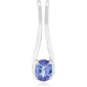 Cavill - Zilveren Hanger met Ovale Tanzaniet 0,272 ct Tanzania - 925 Sterling Zilver met Palladium - Elegante Tijdloze Sieraad 18x5 mm