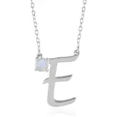 Cavill - Zilveren Halsketting - 925 Sterling Zilver Geplatineerd - Regenboog Maansteen 0,393 ct Rondgeslepen - Modern Verstelbaar Design