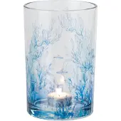 J-Line theelichthouder Koraal - glas - transparant/blauw - large