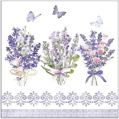 Ambiente Servetten Lavendel - 20x stuks - 3 laags - 33 x 33 cm - bloemen thema - lente - wegwerp servetjes - lunchservetten