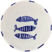 J-Line schaal Vis Gestreept Keramiek donkerblauw - 22 x 22 cm