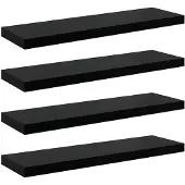 vidaXL Wandschappen zwevend 4 st 90x23,5x3,8 cm MDF hoogglans zwart