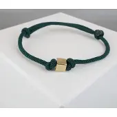 Christian Donker groene armband met gouden kubus