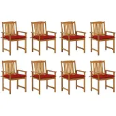 vidaXL Tuinstoelen 8 st met kussens massief acaciahout