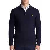 Lyle & Scott Merino Blend Poloshirt met Lange Mouwen - Marineblauw