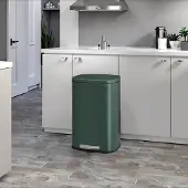 Songmics Pedaalprullenbak – Roestvrij staal – Groen – 50 liter met softclose-systeem en uitneembare binnenemmer