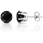 LGT JWLS LGT Jewels Stud oorbellen Edelstaal Zilverkleurig Ronde Zirkonia Zwart-4mm
