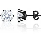 LGT JWLS LGT Jewels Stud oorbellen Edelstaal Zwart Ronde Zirkonia Transparant-8mm