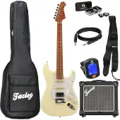 Fazley Sunset Series Dawn HSS Olympic White elektrische gitaar starterset