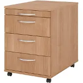 Hjh OFFICE PRO BARI 1606 BO - Rolcontainer Hout Walnoot met 3 lades Kunststof handgreep