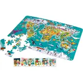 Hape 2 In 1 World Map Puzzle Veelkleurig Kinderen