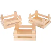 Small Foot Design - Houten Kratjes Klein 10x8x5,5cm, Set van 3