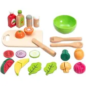 Techwo Salade Set - Speelgoedeten en Drinken in Houten Tray
