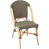 J-Line stoel Ego - riet - roze/groen - 2 stuks
