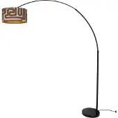 QAZQA Vloerlamp zwart met bruin en beige gestreepte kap 50cm - XXL
