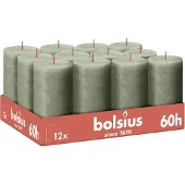 Bolsius - Rustieke Kaars - Groen - 12 stuks - 13 cm - 60 branduren