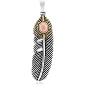 Cavill - Zilveren Hanger - 925 Sterling Zilver - Rhodochrosiet Ovaal Cabochon 0.94 ct - Boho Veer Design - Dames Sieraden 53x15 mm