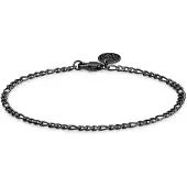 Lucleon Essentials | 2 mm Gunmetal Zwarte Armband met Figaro Schakels