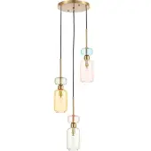 Milagro Lighting Hanglamp Molly, meerkleurig/goud, 3-lamps, glas, Ø 38 cm Molly , dimbaar, multicolor, Woon-/ Eetkamer, Glas, Modern