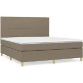 vidaXL Boxspring met matras stof taupe 180x200 cm