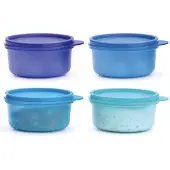 Tupperware 4 Dessert Bakjes 200 ml Blauw Groen | Kleine vershoudbakjes potjes