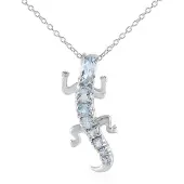 Cavill - Zilveren Halsketting - 925 Sterling Zilver Gerhodineerd - Hemelblauwe Topaas 1 314 ct Marquise Slijpsel - Gecko Design Elegante Damesketting