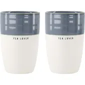 Zusss Set Van 2 Mokken L Tea Lover - Cadeau Dames Keramiek Wit / Blauw