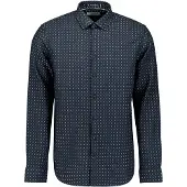 No-excess Overhemd donkerblauw / aardetinten / wolwit