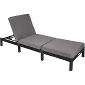 TecTake Ligstoel - Verstelbare Rugleuning in 5 Standen - Stalen Frame en Wicker Ligbed - Inclusief Verwijderbare Polyester Bekleding - 196 x 66 x 22 cm - Zwart