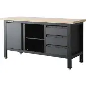 Feistos Werkbank Heros 1 inclusief geperforeerde wand 169x60x87cm - Antraciet/zwart