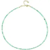 Cavill - Elegante Halsketting 925 Sterling Zilver Verguld - Braziliaanse Smaragd Kralen 26,17 ct - Verstelbaar 45-50 cm Groen