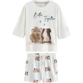 Next Korte pyjama bruin / donkerbruin / wit